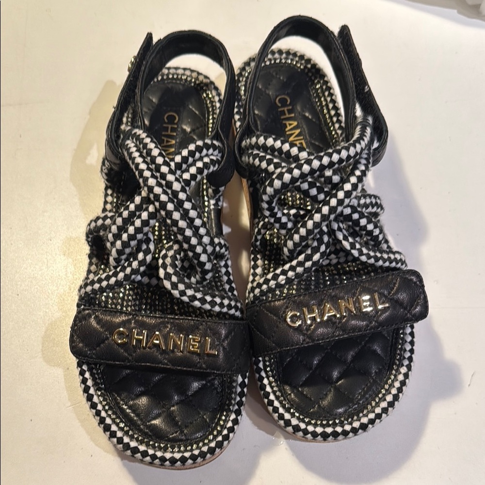 Chanel Black and White Sandals